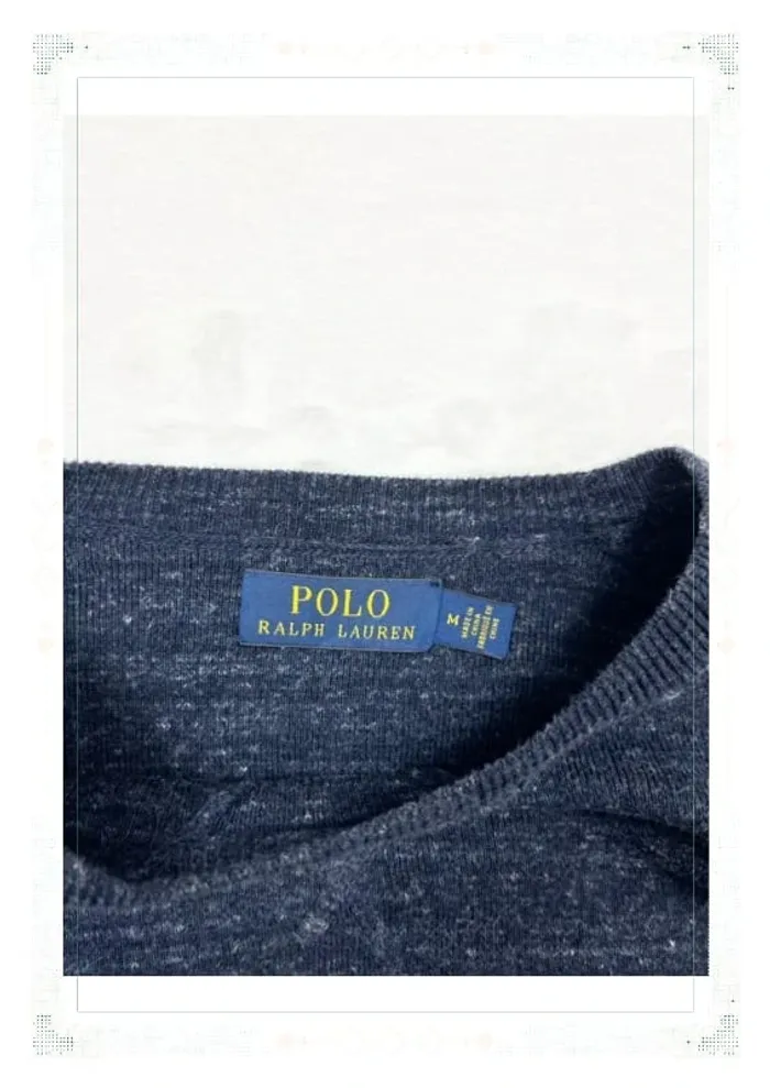 Ralph Lauren pull col rond bleu marine chiné homme taille M coton - photo numéro 7