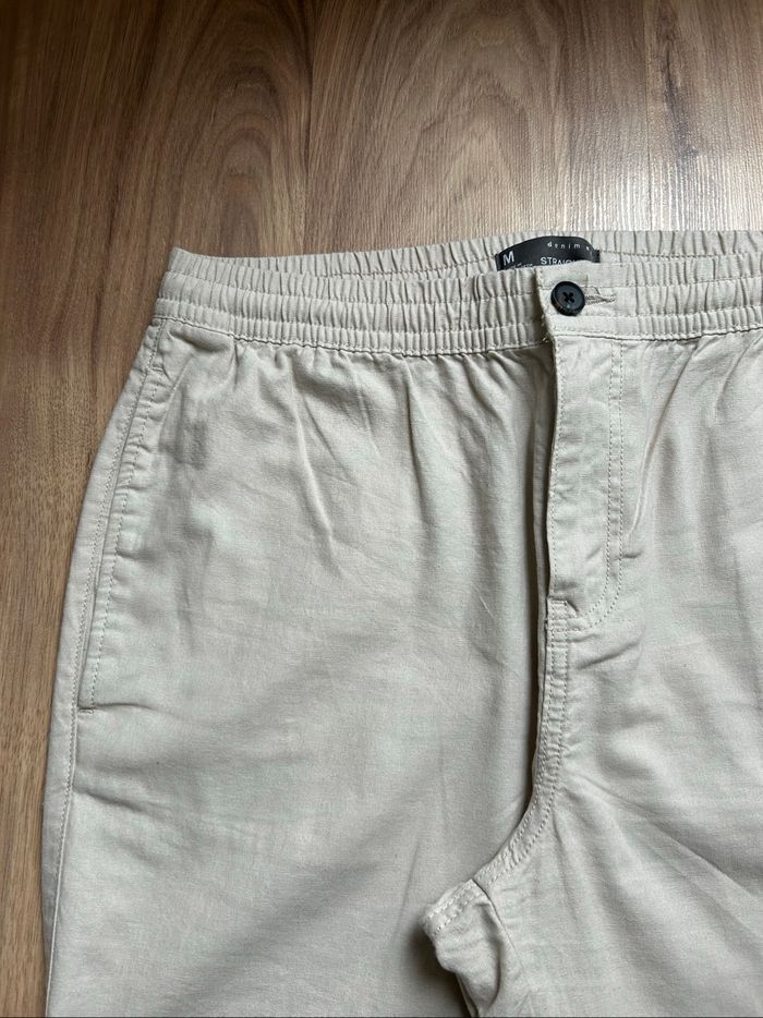 Pantalon/ Chinos beige uni Straight Fit en lin Homme Denim Co Taille M - photo numéro 3