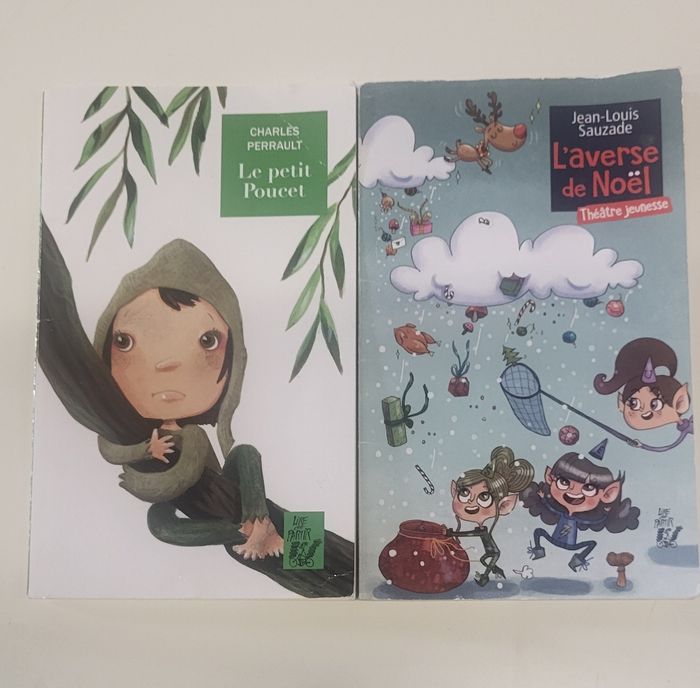 Lot de 2 livres 
- le petit poucet 
- l'averse de Noël