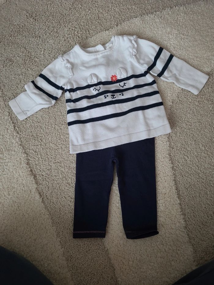 Ensemble pull rayé 9 mois
