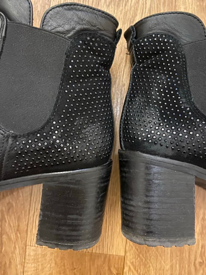 Bottines crantées noires cuir 38 - photo numéro 9