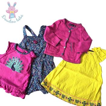 Lot Robe Gilet T-shirt Salopette bébé fille 12 Mois été Sergent Major