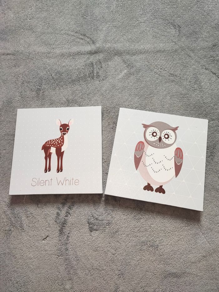 Lot de 2 cadres décoratifs hibou et biche