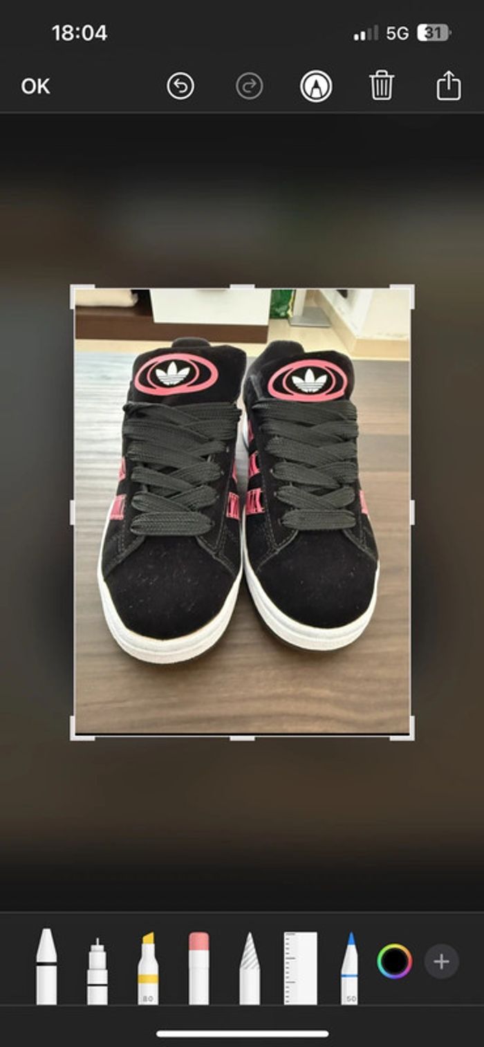 Baskets Adidas campus noires et rose fluo - photo numéro 3