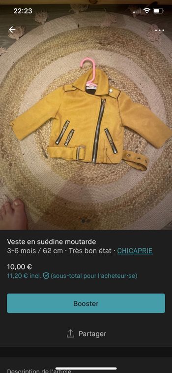 Veste en suédine moutarde