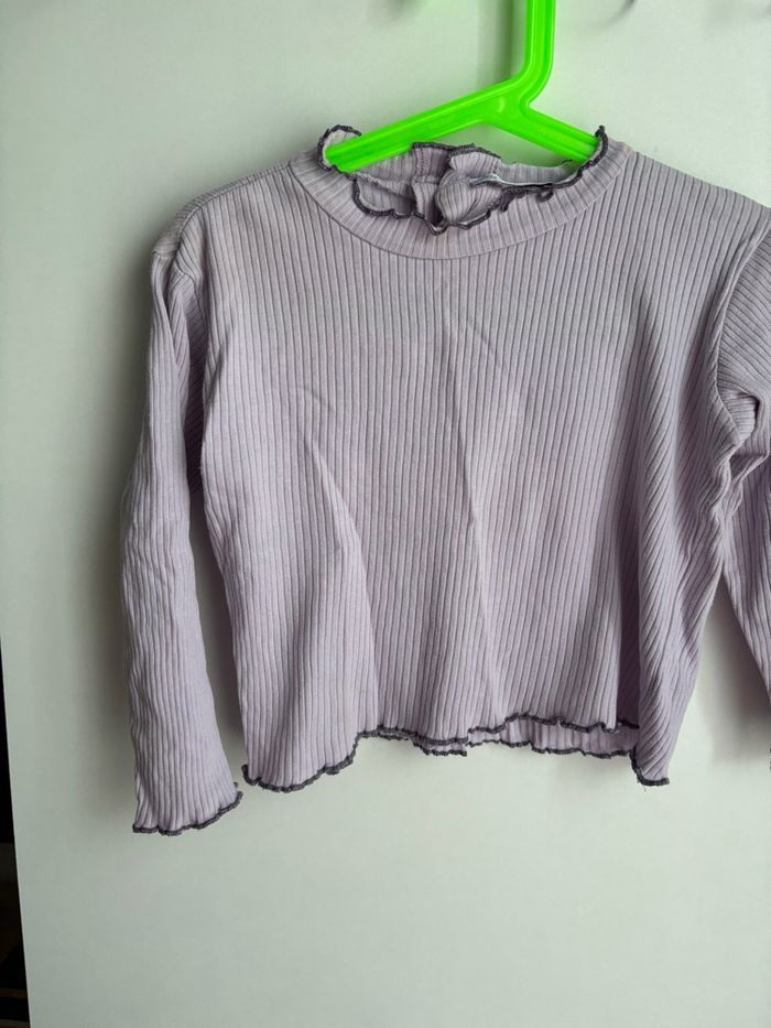 Haut manche Longue côtelé violet 3ans fille - photo numéro 2