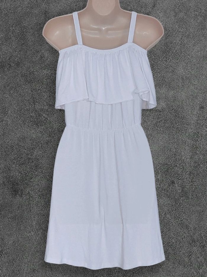 Robe patineuse épaule dénudé décolleté volant blanc - 36/S à 38/M - photo numéro 7