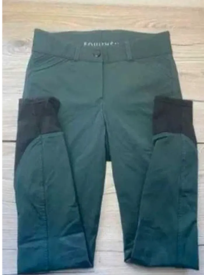 Pantalon Equitheme vert série Joséphine, taille  36  (S), grip  aux  genoux,  très  bon  état - photo numéro 2