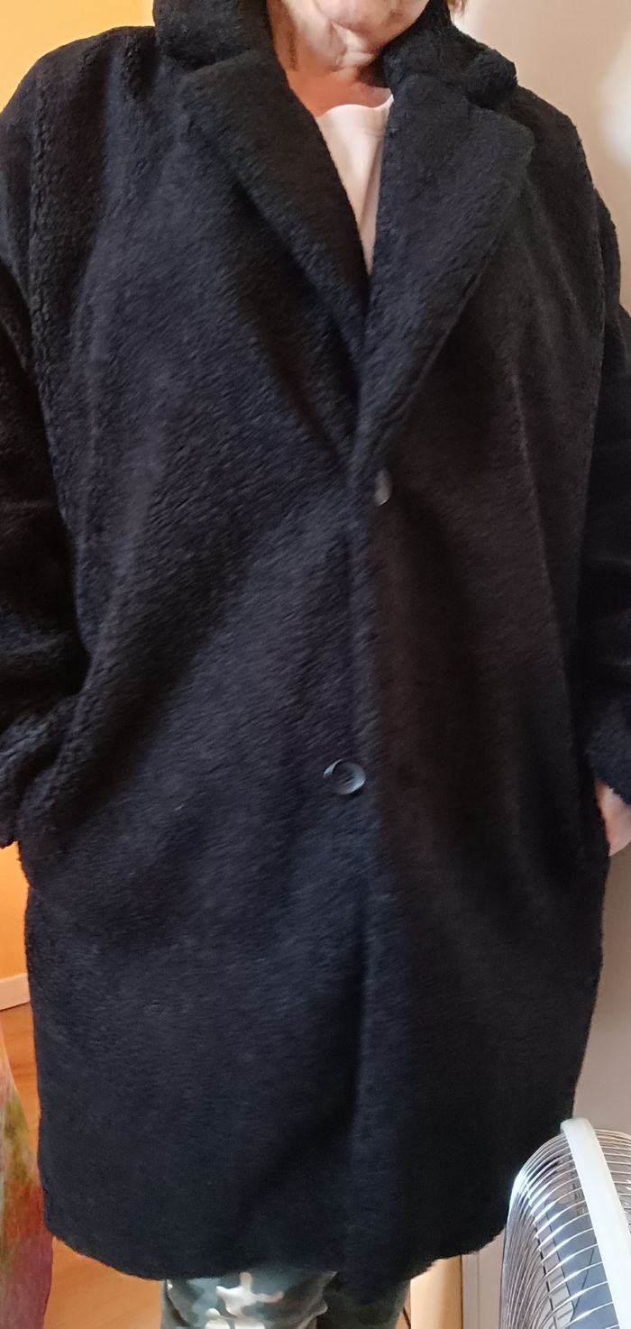 Manteau sherpa molleton noir