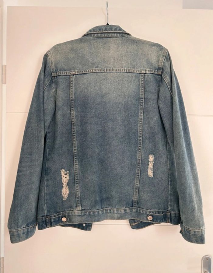 Veste jean vestido M bleu denim manches vest manteau blouson Giacca chaqueta destroy jacket jas - photo numéro 2