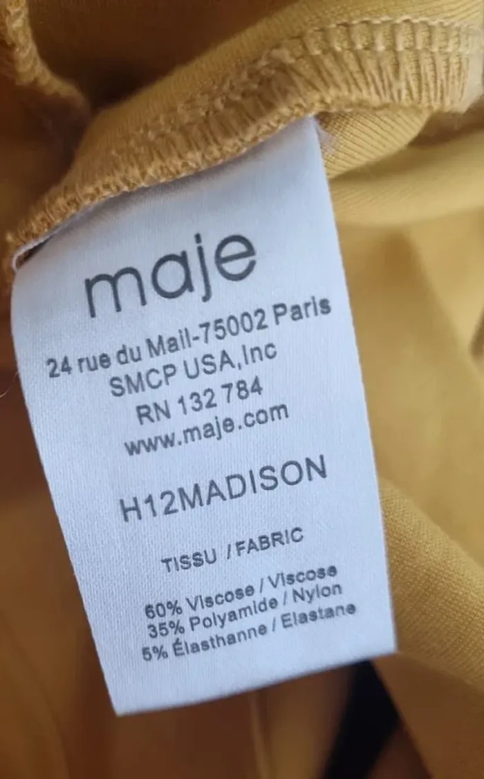 Maje Robe Madison Moutarde sans manche T2/38/M taille petit - photo numéro 5