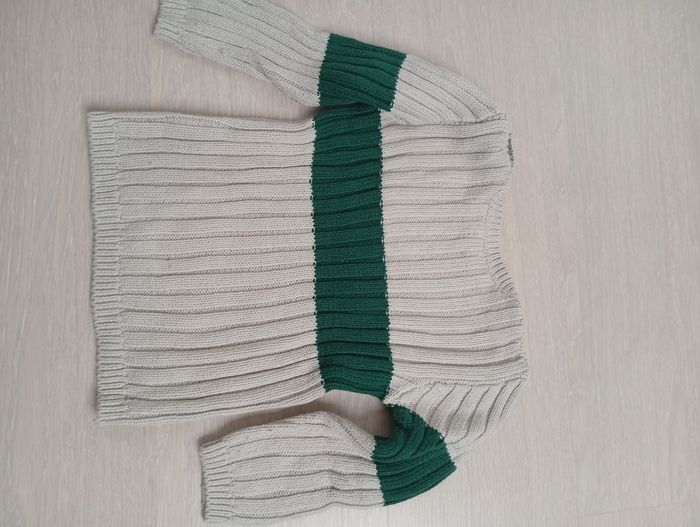 Pull côtelé Bout'chou beige et vert 36 mois - photo numéro 4