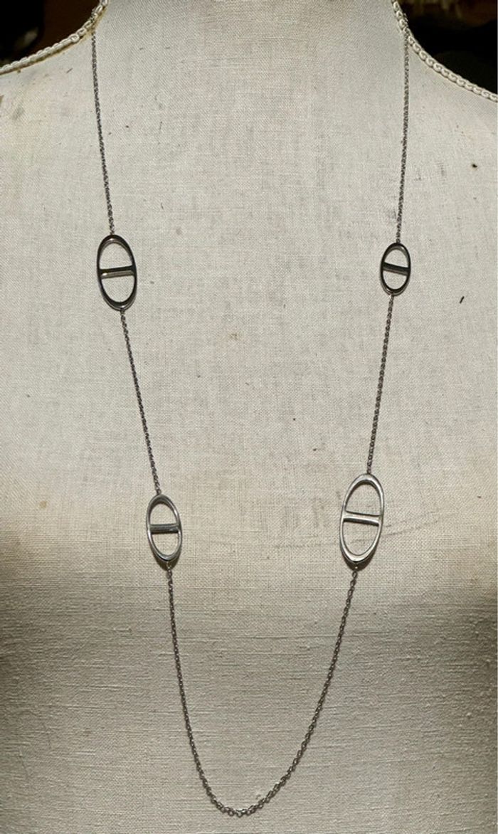 Collier sautoir réglable acier inoxydable argent gros maillons réglable