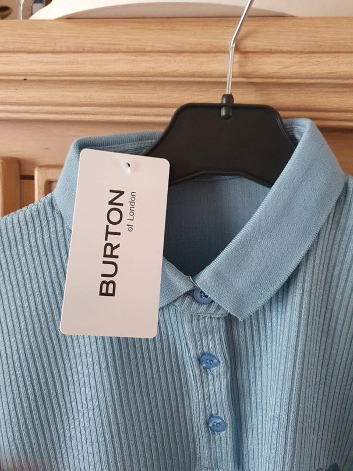 Magnifique Polo femme bleu ciel Taille XL Burton avec cœur brodé - photo numéro 4