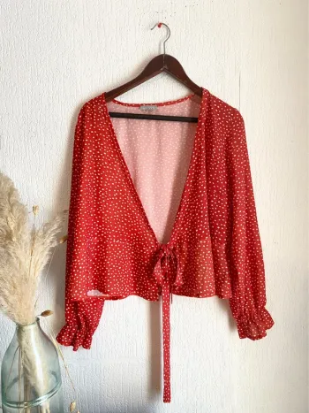 Top femme rouge à poids blanc eldys taille xxl 44