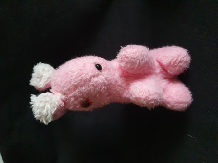 Ancienne Peluche lapin rose et blanc Hauteur 27 cm - photo numéro 3