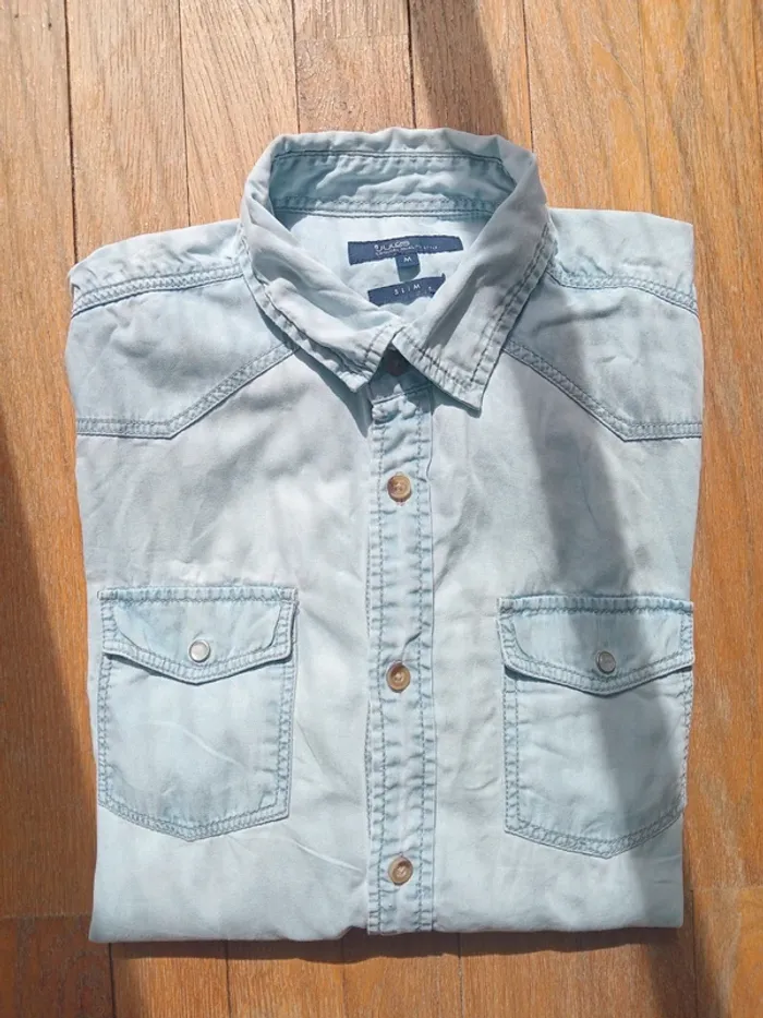 Chemise homme en jean bleue claire manches longues 100% coton marque Jules taille M