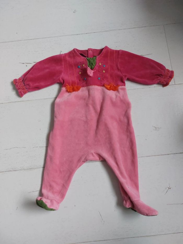 Pyjama rose en velours Catimini Taille 3 mois