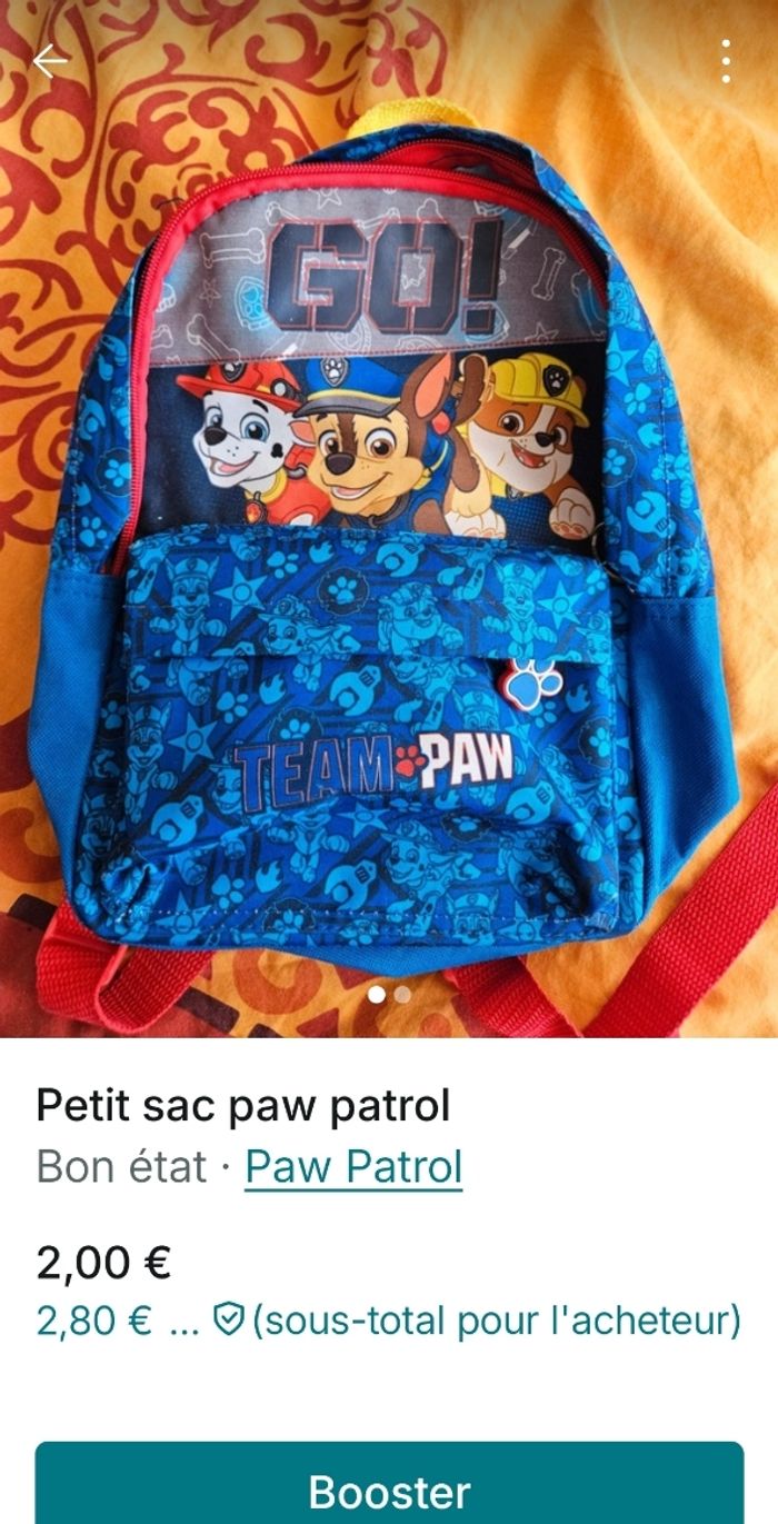 Sac a dos Pat patrouille