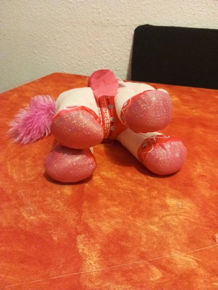 Peluche licorne ailée rose et argenté - photo numéro 7