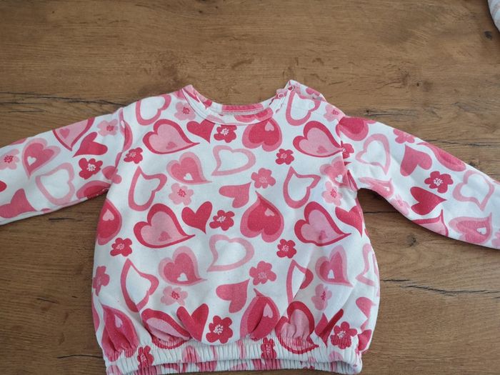 Sweat kimabaloo blanc cœurs roses 18m
