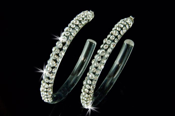 boucles oreilles cristaluna cre-ole l en cristal acrylique transparent swarovski neuf 300 218 00 - photo numéro 5