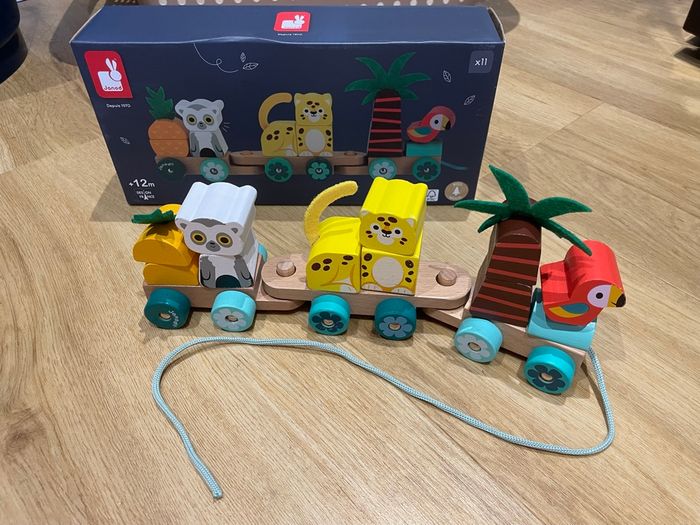 Jouets à tirer et empiler JANOD train tropical