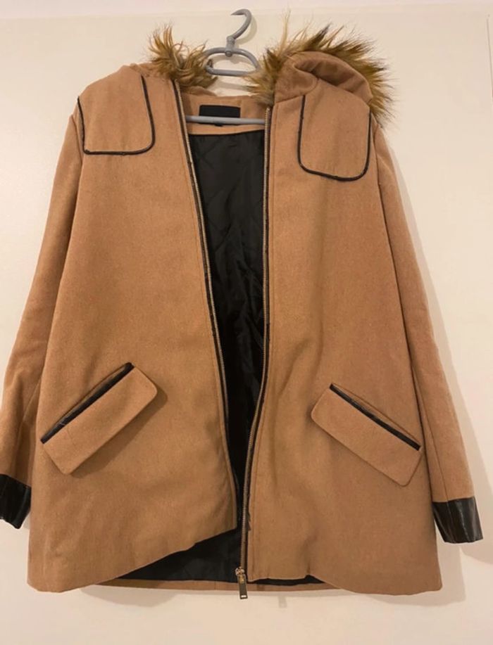Manteau à capuche Etam camel - photo numéro 2