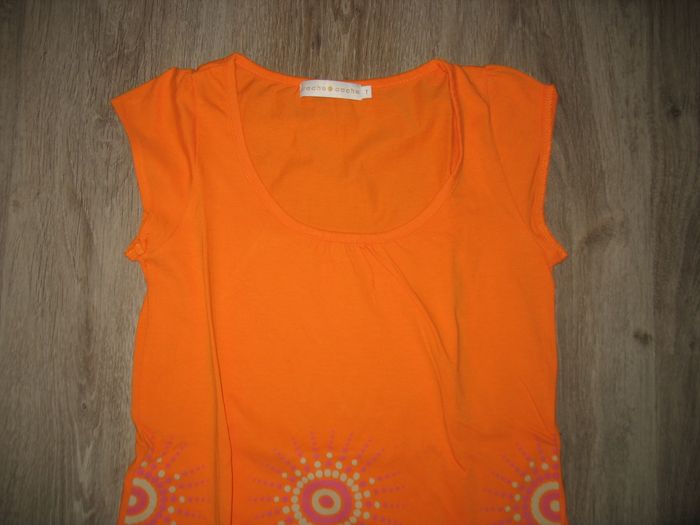 TEE SHIRT LONG MC ORANGE "CACHE CACHE" - TAILLE 1 - n°04 - photo numéro 3