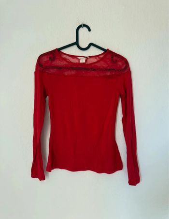 T-shirt manche longue fluide avec dentelle femme - taille XS / 34
