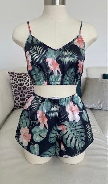 C&CITY - Ensemble Crop top & Short - Taille S - Imprimé Tropical - Neuf