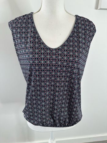 Débardeur bariolé géométrique bleu marine et rouge Cache cache T38 M