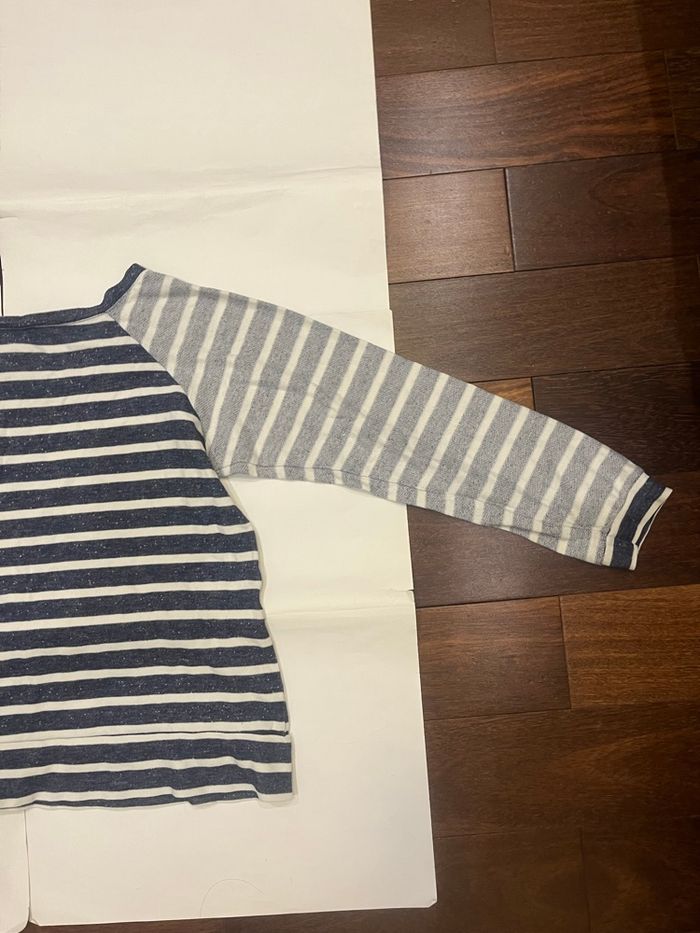 Haut/Tshirt  manches longues rayé bleu gris et blanc bobeau taille S/36 - photo numéro 7