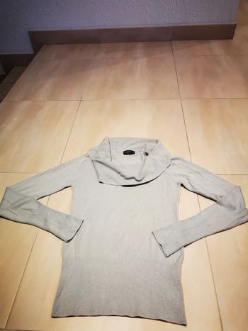 Pull grand col gris