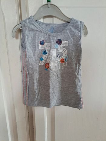 Tee-shirt sans manche débardeur gris 18mois