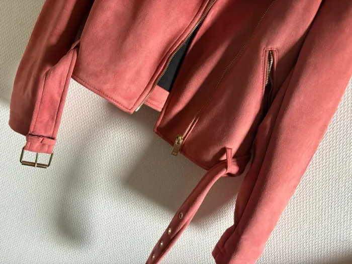 Veste perfecto, style daim rose - photo numéro 6