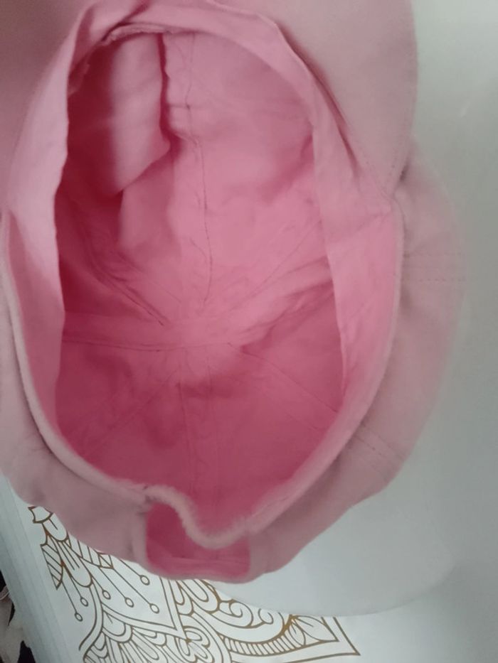 Casquette gavroche rose en suédine bohème - photo numéro 2