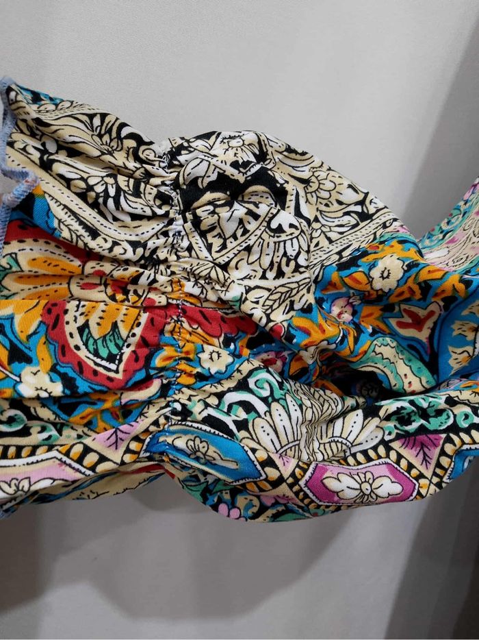 Robe bohème multicolore grande taille 50 ample, manches longues et ourlet volanté - photo numéro 2