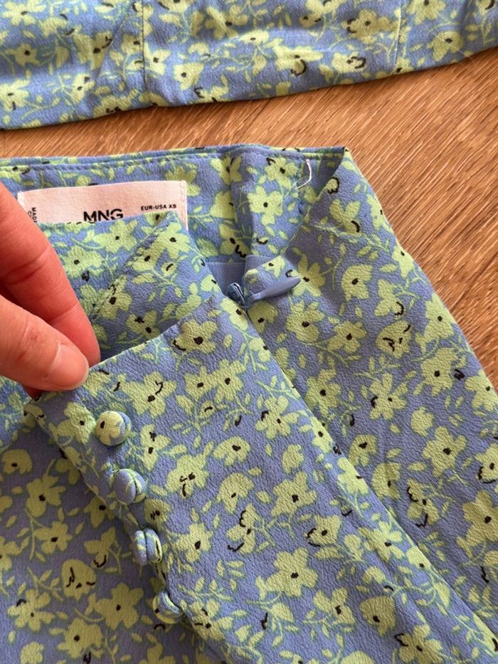 Joli duo Mango – Top court & jupe fleurie bleu/vert – taille XS/S - photo numéro 4