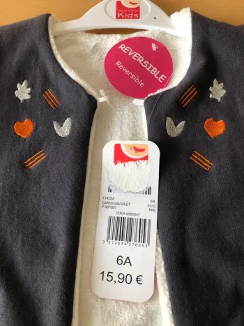 Gilet sans manches réversible fille sucre d'orge 6 ans