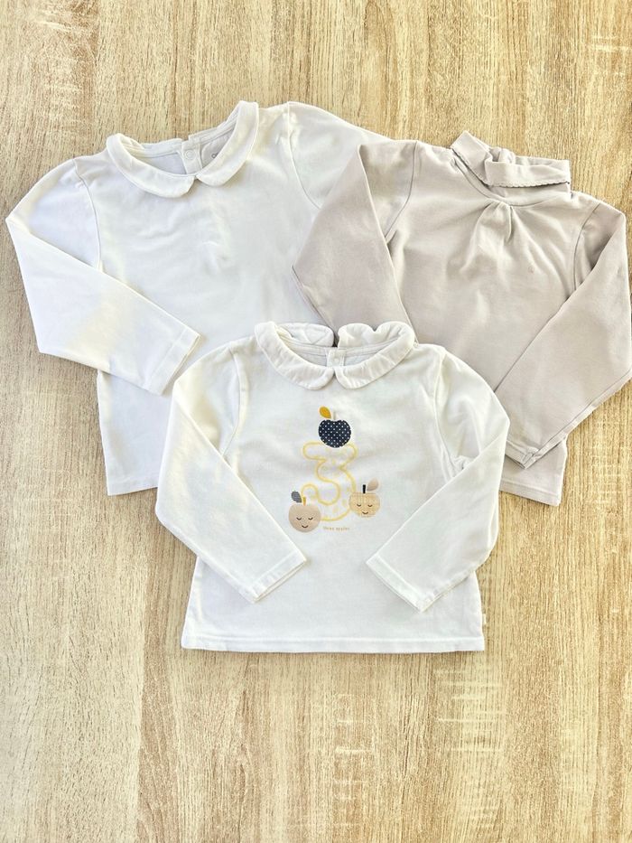 3 t-shirts manches longues bébé fille