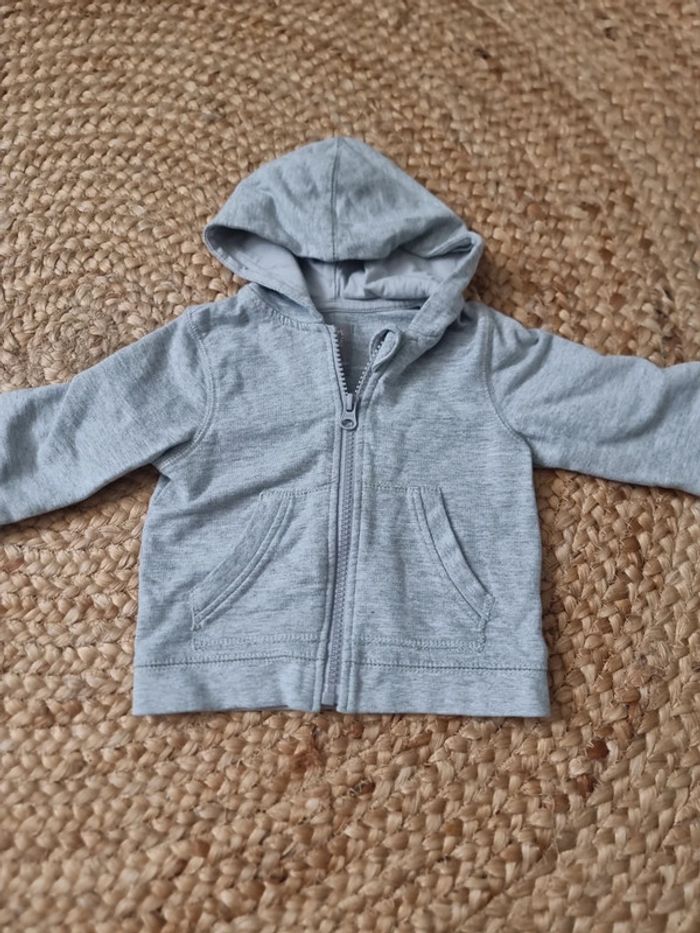 Veste sweat zippé grise grain de blé 6 mois