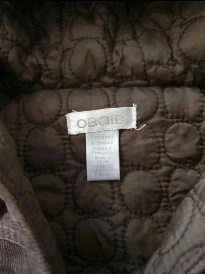 Manteau à capuche marron en velours Obaïbi 12 mois - photo numéro 9