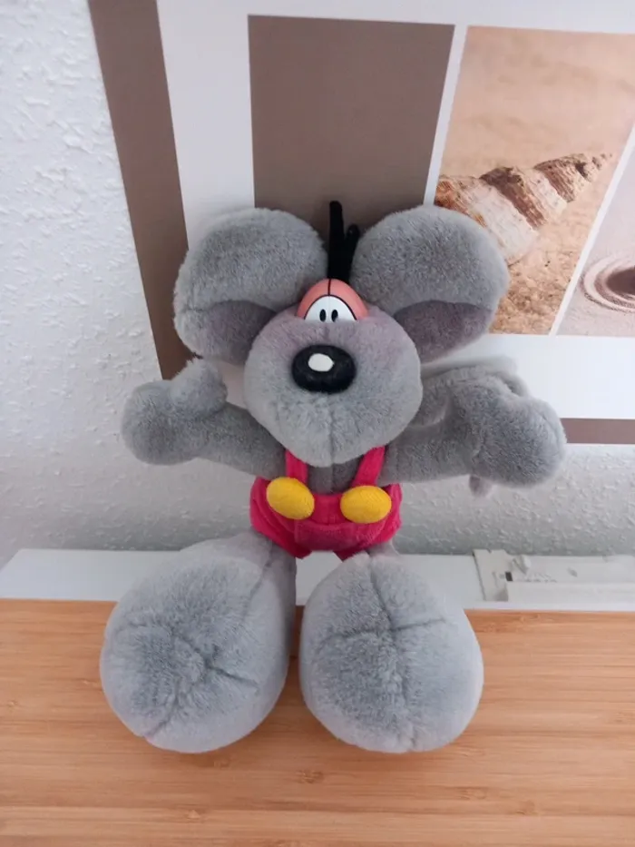 Peluche diddl grise salopette 25cm - photo numéro 2