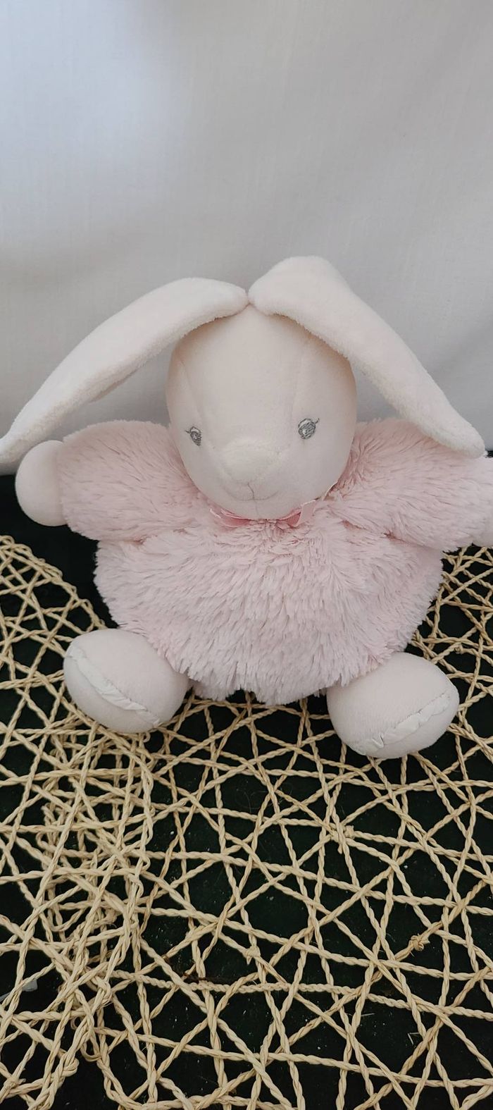 KALOO doudou boule lapin plume rose pâle perle 2013