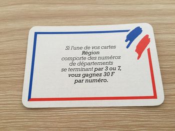 Carte hasard numéro de départements pièce jeu de société Richesses de France édition Nathan #A42