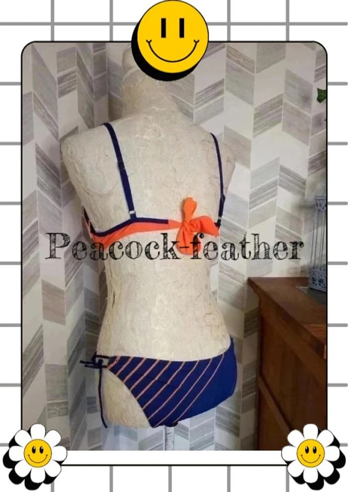 👙maillot de bain orange/bleu 36 push up 👙 - photo numéro 6