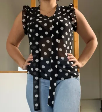 Débardeur noir à pois Shein transparent