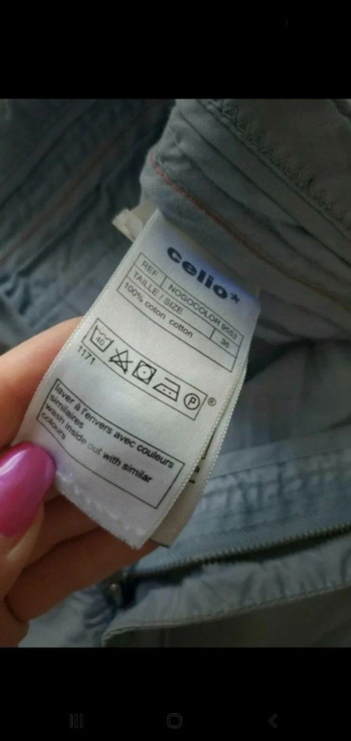 Short bleu turquoise/gris en coton - Celio - taille 36 - photo numéro 3