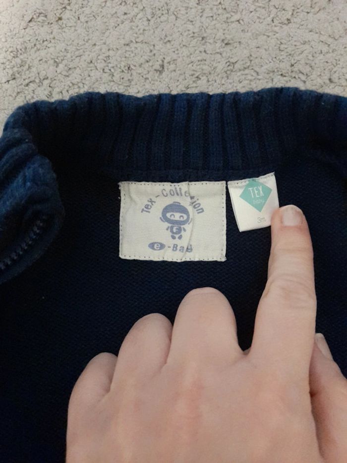 Gilet zip marine 3 mois - photo numéro 3